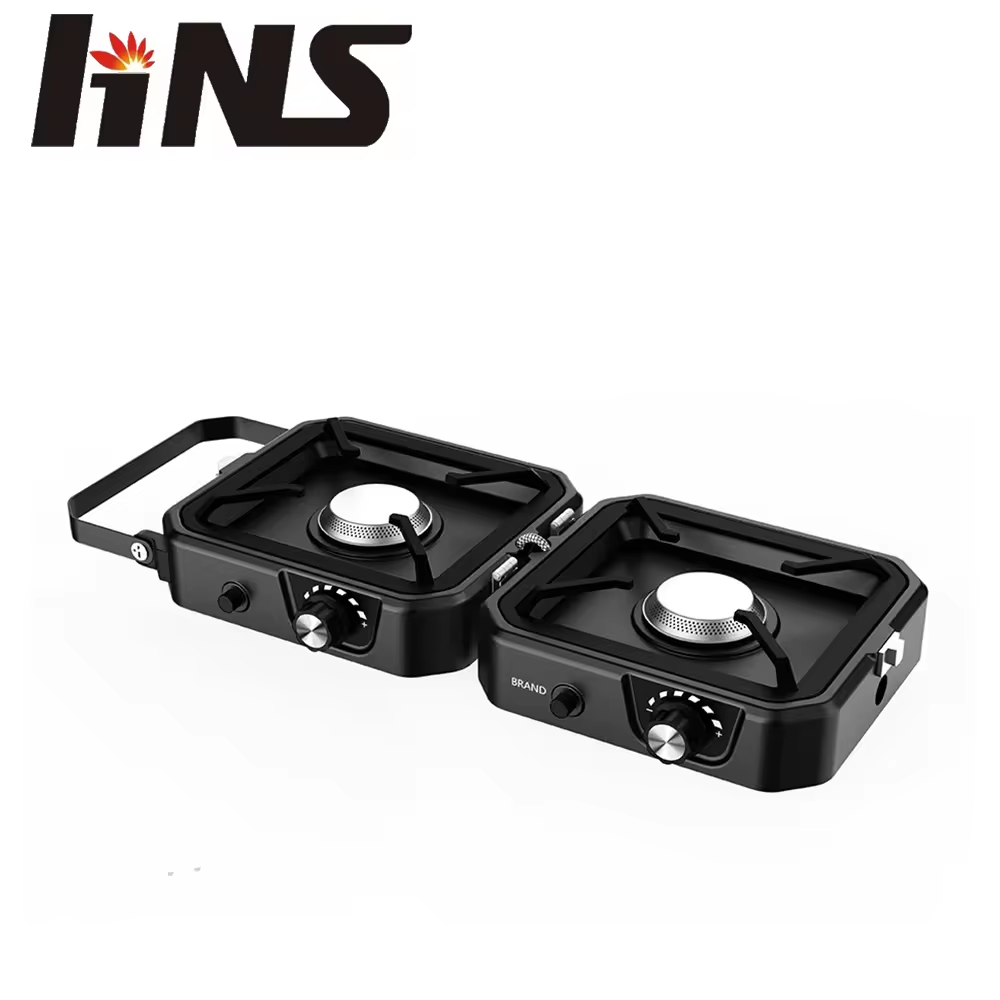 Small Indoor-Outdoor Fold Stove with Two Gas Burners Steel and Stainless Steel Material for Camping at an Price