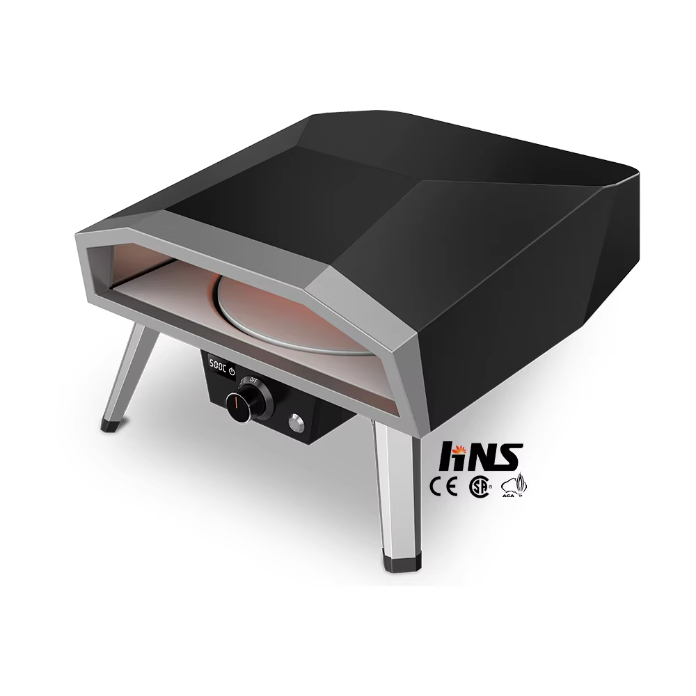 Outdoor 16-inch gas pizza oven with electric rotating pizza stone for outdoor pizza cooking equipment