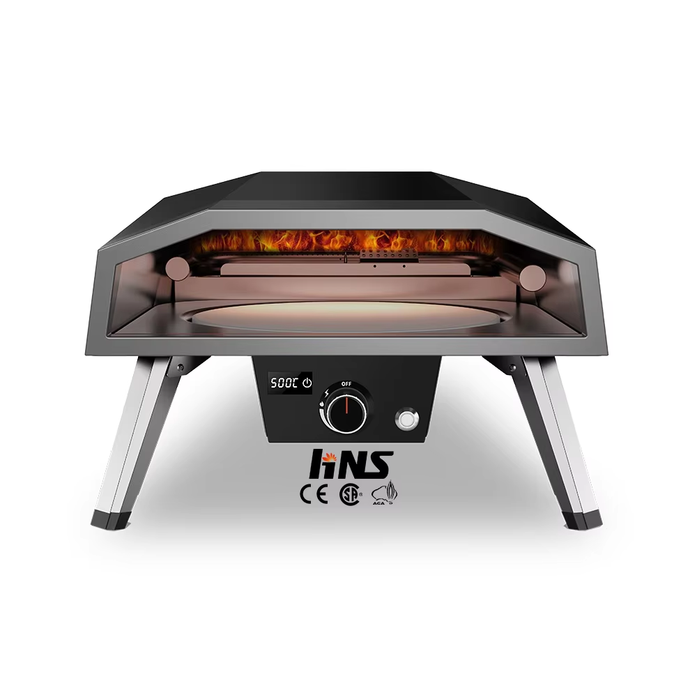 Outdoor 16-inch gas pizza oven with electric rotating pizza stone for outdoor pizza cooking equipment