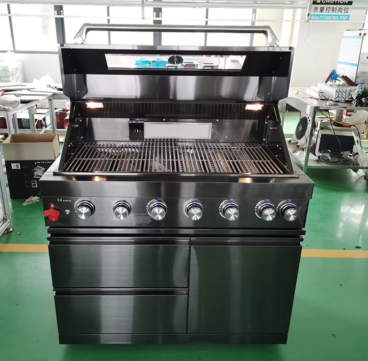 Premium black 430 stainless steel outdoor barbecue kitchen with built-in gas barbecue grill