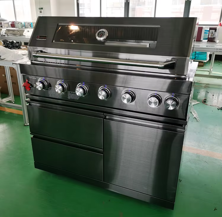 Premium black 430 stainless steel outdoor barbecue kitchen with built-in gas barbecue grill