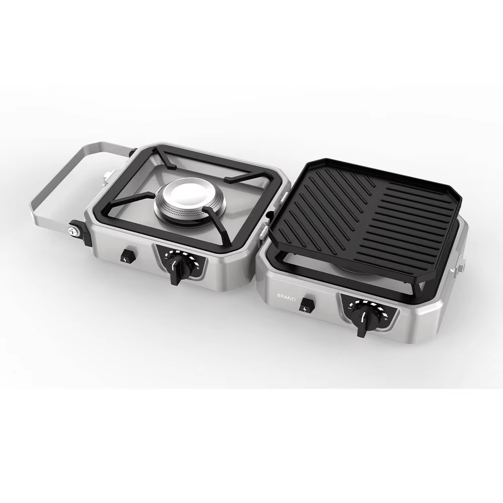 Small Indoor-Outdoor Fold Stove with Two Gas Burners Steel and Stainless Steel Material for Camping at an Price