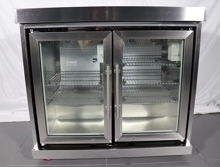 Outdoor kitchen stainless steel BBQ cabinet two fridage with marble countertop
