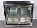 Outdoor kitchen stainless steel BBQ cabinet two fridage with marble countertop